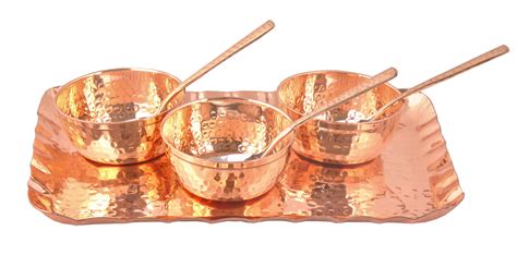 Pure Copper Bowl Set with Tray Hammered Design (7 Pcs Set) – SHIV ...