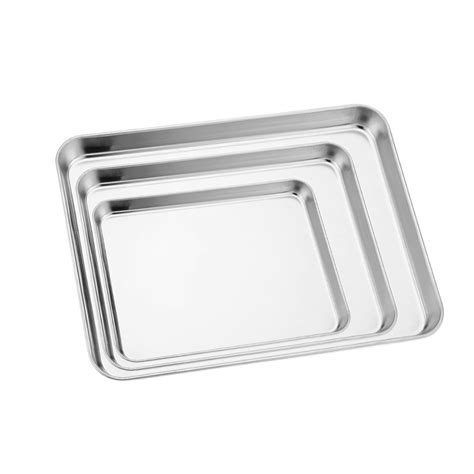 TINANA Baking Sheet Set of 3, Stainless Steel Cookie Sheet, Toaster ...