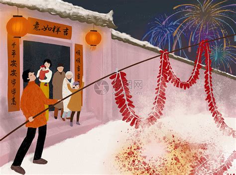 新年春节过节放鞭炮素材图片免费下载-千库网