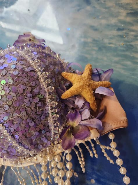 Mermaid Bra Size 36 C Bra Top in Purple Sequins and Starfish Fish ...
