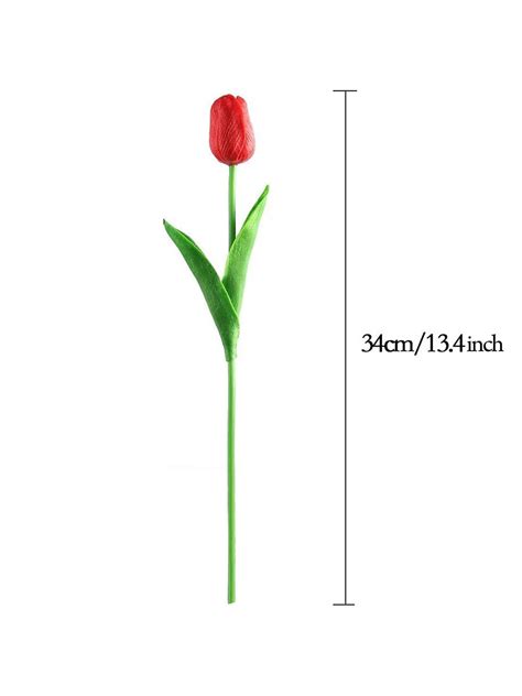 Buy | Set Of 5 Red and Green Artificial Tulip Silk Flowers Sticks ...