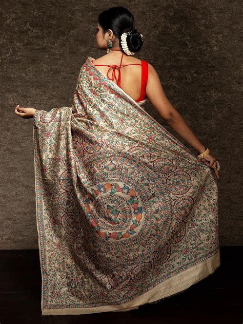 Hand Painted Madhubani Saree – WeaversIndia