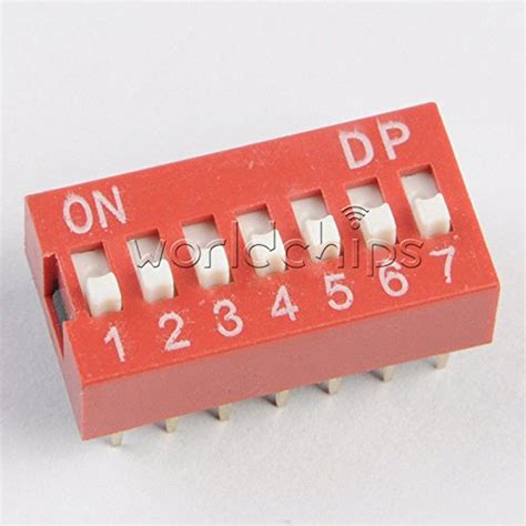 Generic 5PCS Red 2. 54mm Pitch 7 PositionWay 7-Bit Slide Type DIP ...
