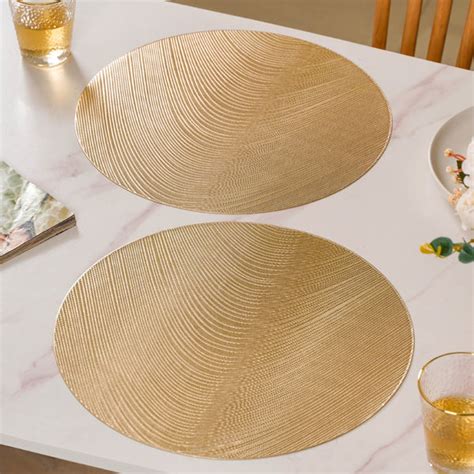 Gold Waterproof Table Mat Set Of 6 Online - Premium Table Mat | Nestasia
