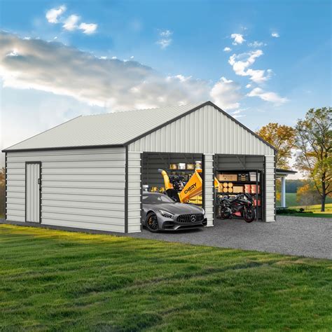 Amazon.com : 23 x 22 FT Metal Shed, Double Garage Shed with Side Entry Door, 2 Car Prefab Garage ...