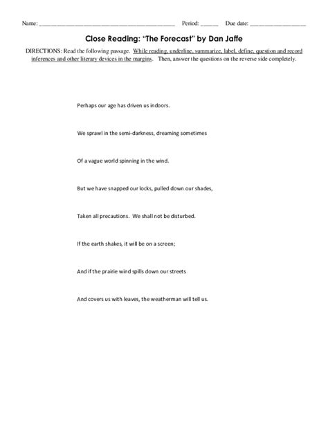 Fillable Online Poem: The Forecast by Dan JaffeLeaves & Pages Fax Email ...