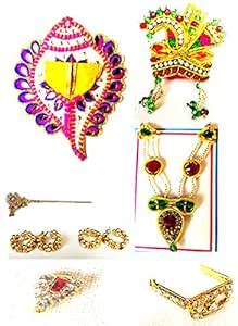 snippy shringar Complete vastra/Gold Plated Diamond Studed mukut/mala ...