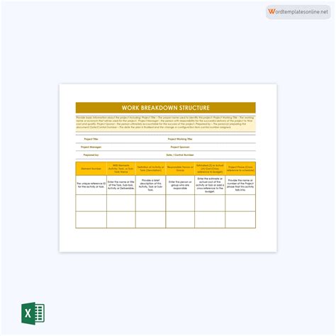 Image result for Editable Work Breakdown Structure