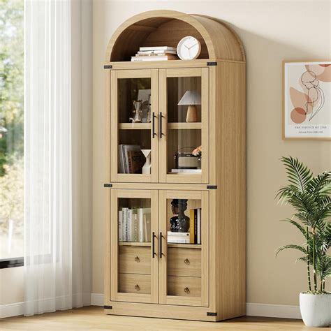 Lark Manor™ 71.65'' Tall Arched Pantry Cabinet With Doors, Wood Bookcase With 2 Drawers ...