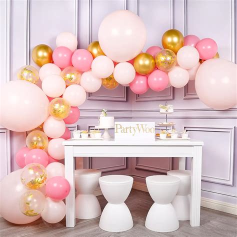 Buy PartyWoo Pink and Gold Balloons, 66 pcs Pink Balloons, Metallic ...