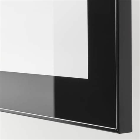 GLASSVIK Glass door, black, clear glass, 60x38 cm - IKEA
