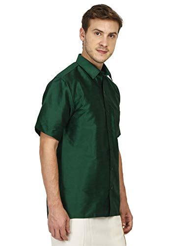 Buy Varasiddhi Silks Men's Silk Casual Shirt Bottle Green at Amazon.in