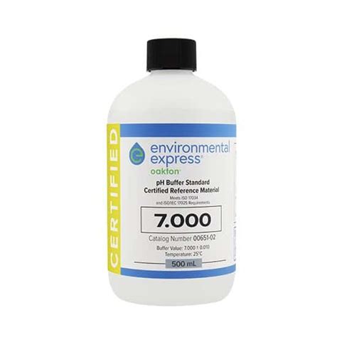 Environmental Express Oakton CERTIFIED CRM pH Buffer, Clear, pH 7; 500 ...