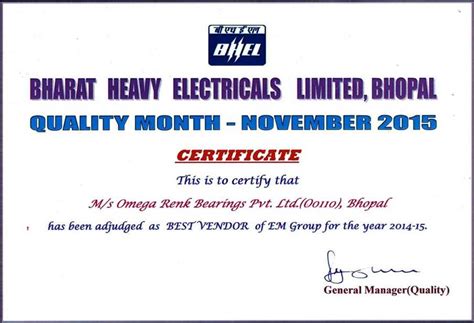 OMEGA RENK BEARINGS :: Awards and Accolades