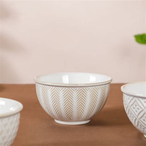 Chevron Ceramic Bowl 300 ml Online - Premium Snack Bowl | Nestasia