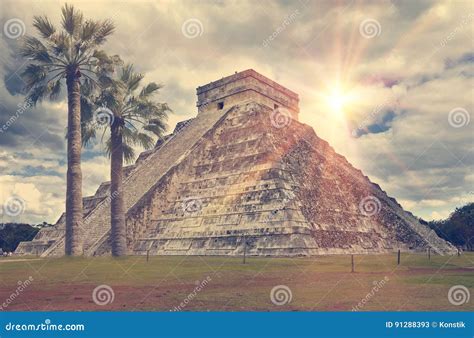 Famous El Castillo Pyramid The Kukulkan Temple, Feathered Serpent ...