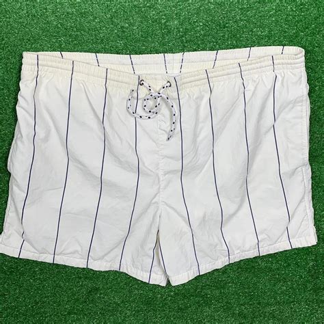 Vintage Eddie Bauer Shorts / Swim Trunks. Cream and... - Depop