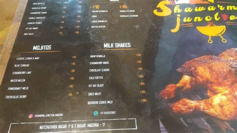 Menu at Shawarma junction, Madurai, X46G+JX7