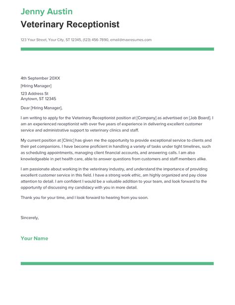 Cover Letters For Receptionist