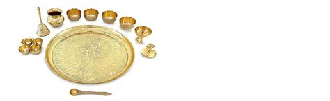BENGALEN Brass Pooja Thali Set 12 Inch Pital Puja Thali with Plate ...