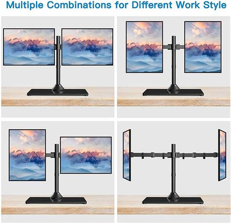 Buy Double Dual Arm Monitor Desk Mount / Standing Fit 13-27 Computer ...
