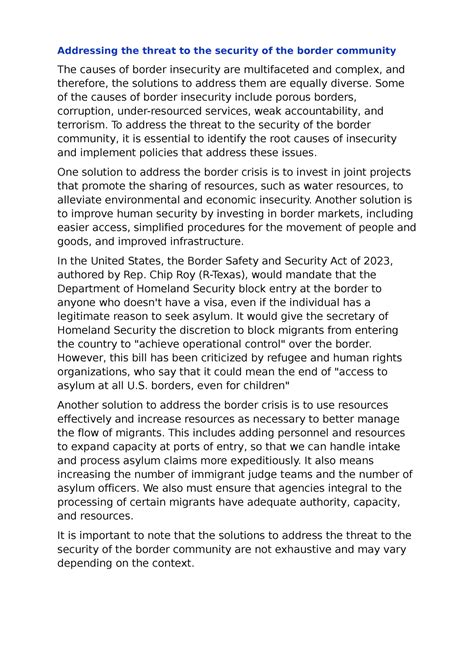 Addressing the threat to the security of the border community - Some of ...
