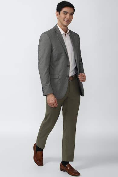 Buy Men Olive Solid Formal Trousers Online - 741445 | Peter England