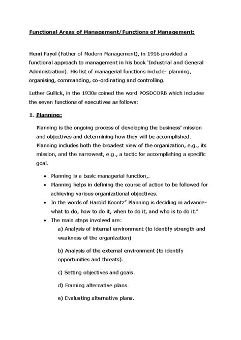 Functions of management - Functional Areas of Management/Functions of ...