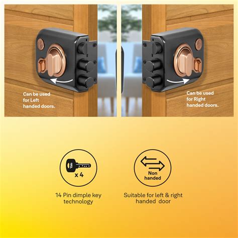 Yale Kratos™ KRT-LB-TT-BM/RG RIM lock for main door with 1 latch and 2 ...