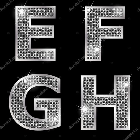 Silver metallic shiny letters E, F, G, H — Stock Vector © Ferdiperdozniy #47412677
