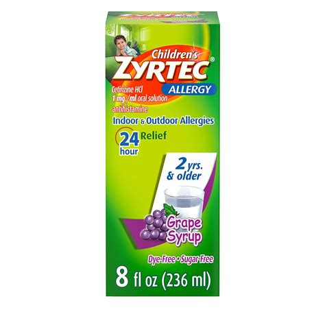 Amazon.com : Zyrtec 24 Hour Children's Allergy Syrup with Cetirizine ...