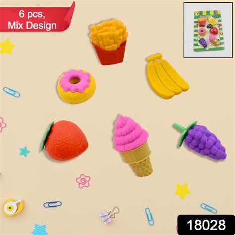 3D Food Fancy & Stylish Colorful Erasers, Mini Eraser Creative Cute No ...