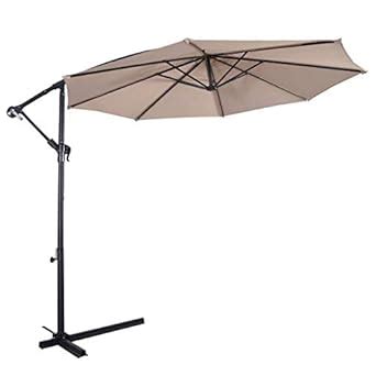 SPSUPE Cantilever Steel Sturdy Frame, Crank & Cross Base Offset Patio ...