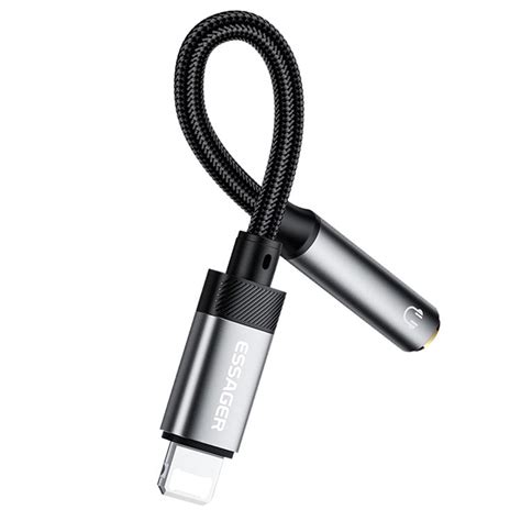 ESSAGER Lightning Male to 3.5mm Female Headphone Connection Audio Adap ...