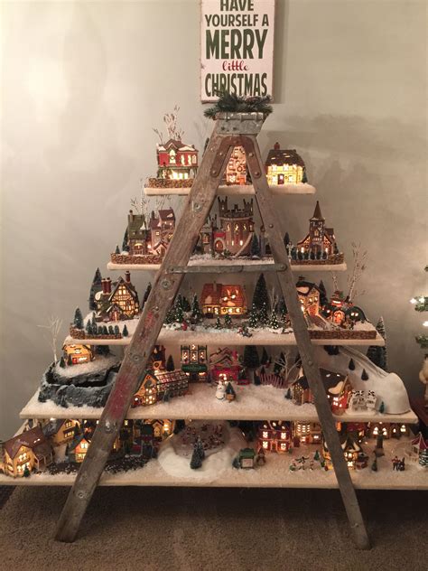 Dept. 56 Christmas Village Ladder Display | Christmas tree village ...