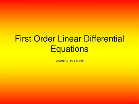 Image result for First Order Linear DE Examples