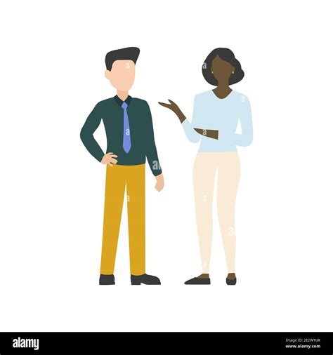 The man talking to a woman. Two people talking business. Vector ...