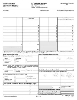Form Hud Rent Schedule - Fill and Sign Printable Template Online