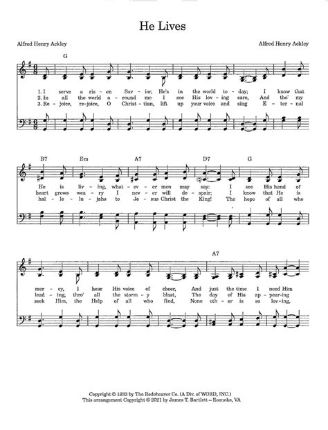 He Lives - Digital Easter Hymn Tune for Piano With Lyrics - Key of G - Etsy