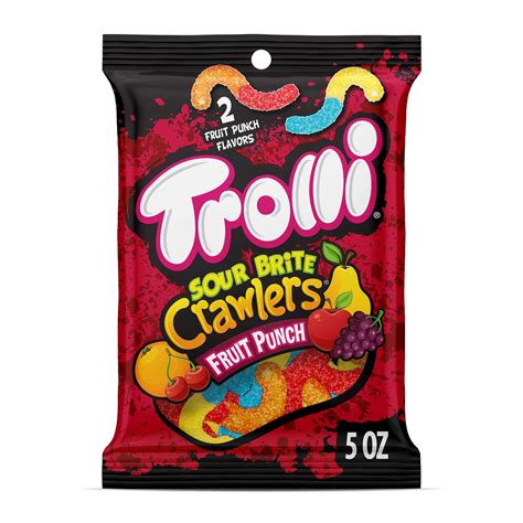 Trolli Sour Brite Crawlers, Candy, Fruit Punch, Sweet and Sour, Gummy ...