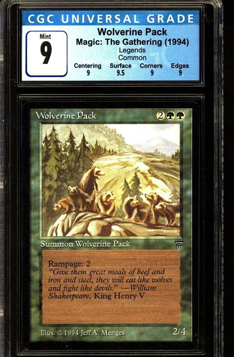Magic the Gathering Legends Wolverine Pack CGC 9 NEAR MINT NM | DA Card ...
