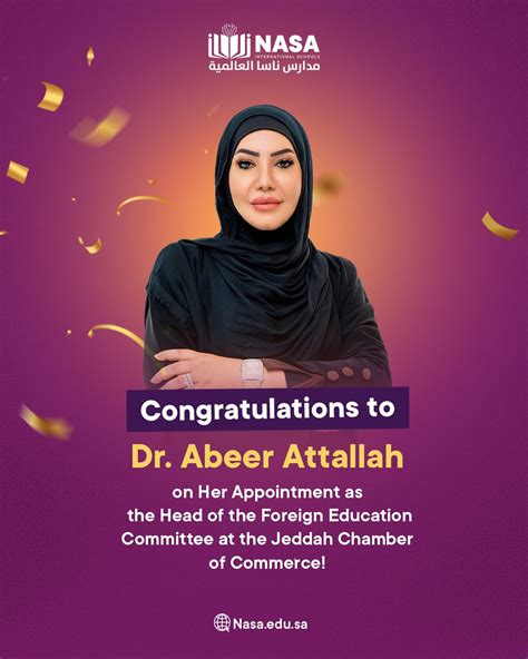 ‏We are delighted to announce that Dr. Abeer Attallah, COB and Founder of NASA International ...