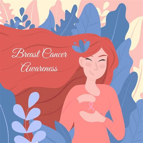 Illustration of redhead woman for breast cancer awareness | Premium Vector