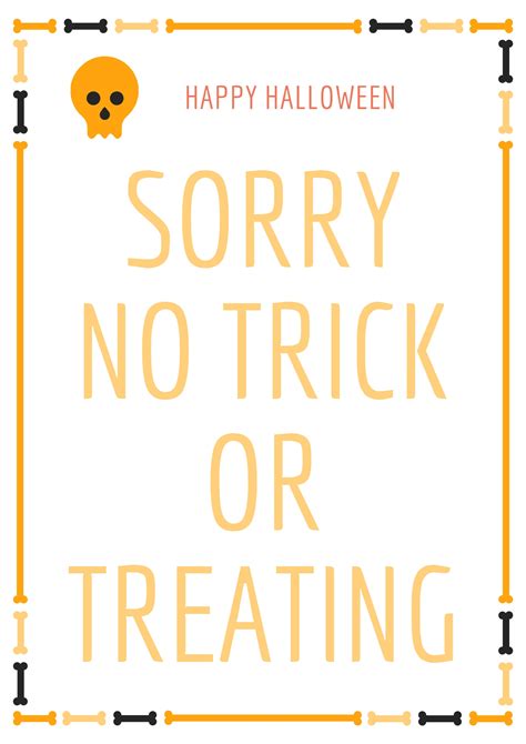 No Trick Or Treating Sign Printable