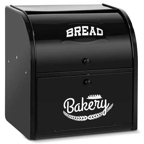 Buy Pitmoly Stainless Steel Bread Box, 2 Layer Roll Top Bread Boxes ...