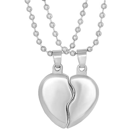 Morir Silver Plated Broken Heart Shape Break Apart Pendant Necklace ...