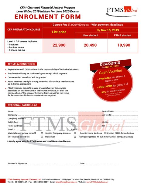 Fillable Online CFA Enrolment Form - HCMC - Level III - Jun 20 exam ...