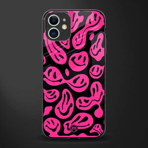 Acid Smiles Black Pink Phone Cover for iPhone 11 | Glass Case ...