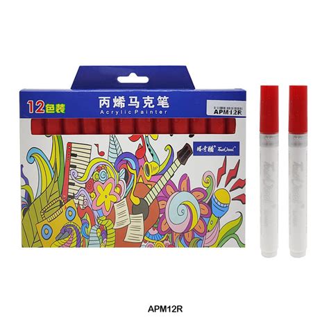 Acrylic Paint Marker 12Pc Red Color Touch Cool (Apm12R) – Inkarto