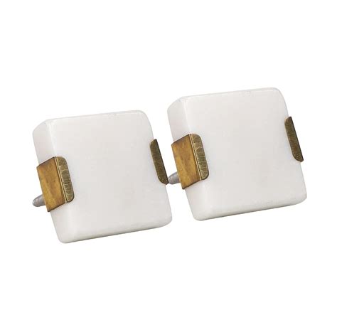 Two Moustaches Square Shaped Marble with Brass climps Drawer Knob ...